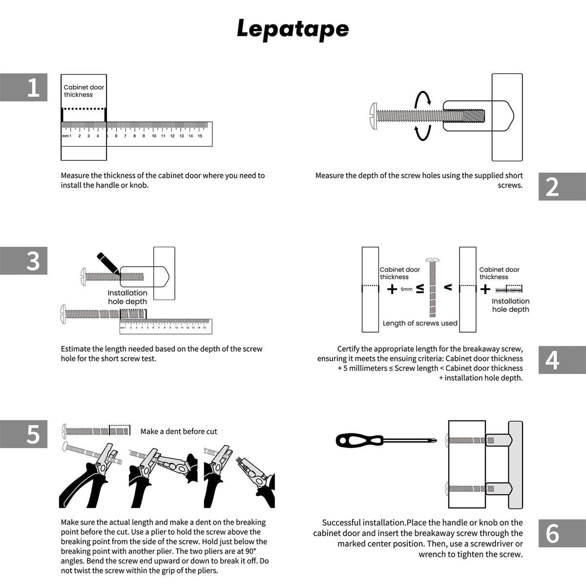 Lepatape 10 Pack Cabinet Knobs Black Dresser Drawer Knobs - Black Kitchen Cabinet Pulls T Bar Kitchen Hardware