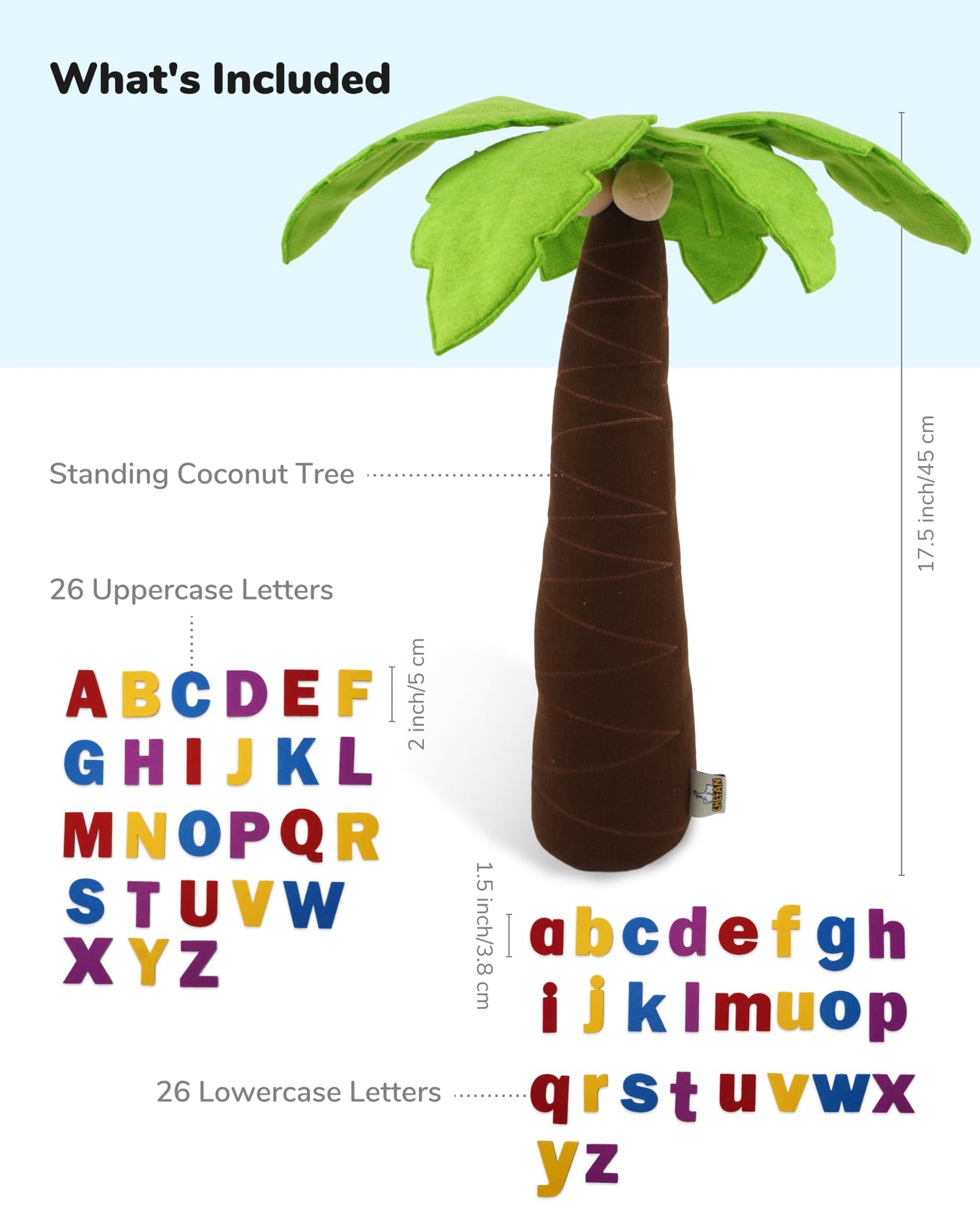 CHEFAN Felt Letter Tree, Freestanding Coconut Tree, Alphabet Game Set Props from The Childhood Favorite Book for Early Education Home Classroom Play