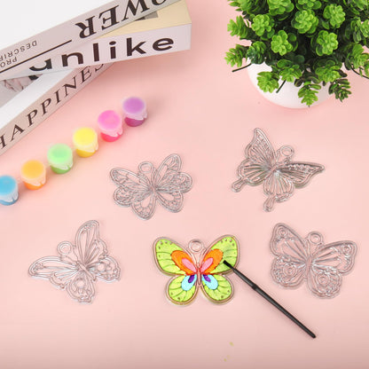 Nlicrst 32 Sets Butterfly DIY Sun Catcher Crafts Decorations, Sun Catcher Kits for Adults Window Art, Suncatcher Paint DIY Craft Kits for Kids Classroom Decorations