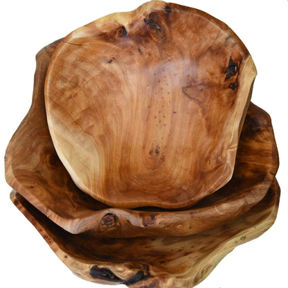 KIDYBELL Wooden bowl Creative Wood Bowl Root Carved Bowl Decorative Handmade Natural Wood Candy Serving Fruit Bowl(9"-10")