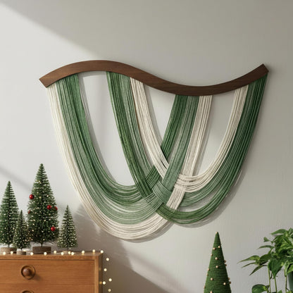 Mindsoft Green Macrame Wall Hanging Dip Dyed Yarn Wall Art, Modern Boho Decor Handmade Cotton Rope Tapestry for Bedroom, Living Room, Nursery, 31.5 x 23.6 Inch