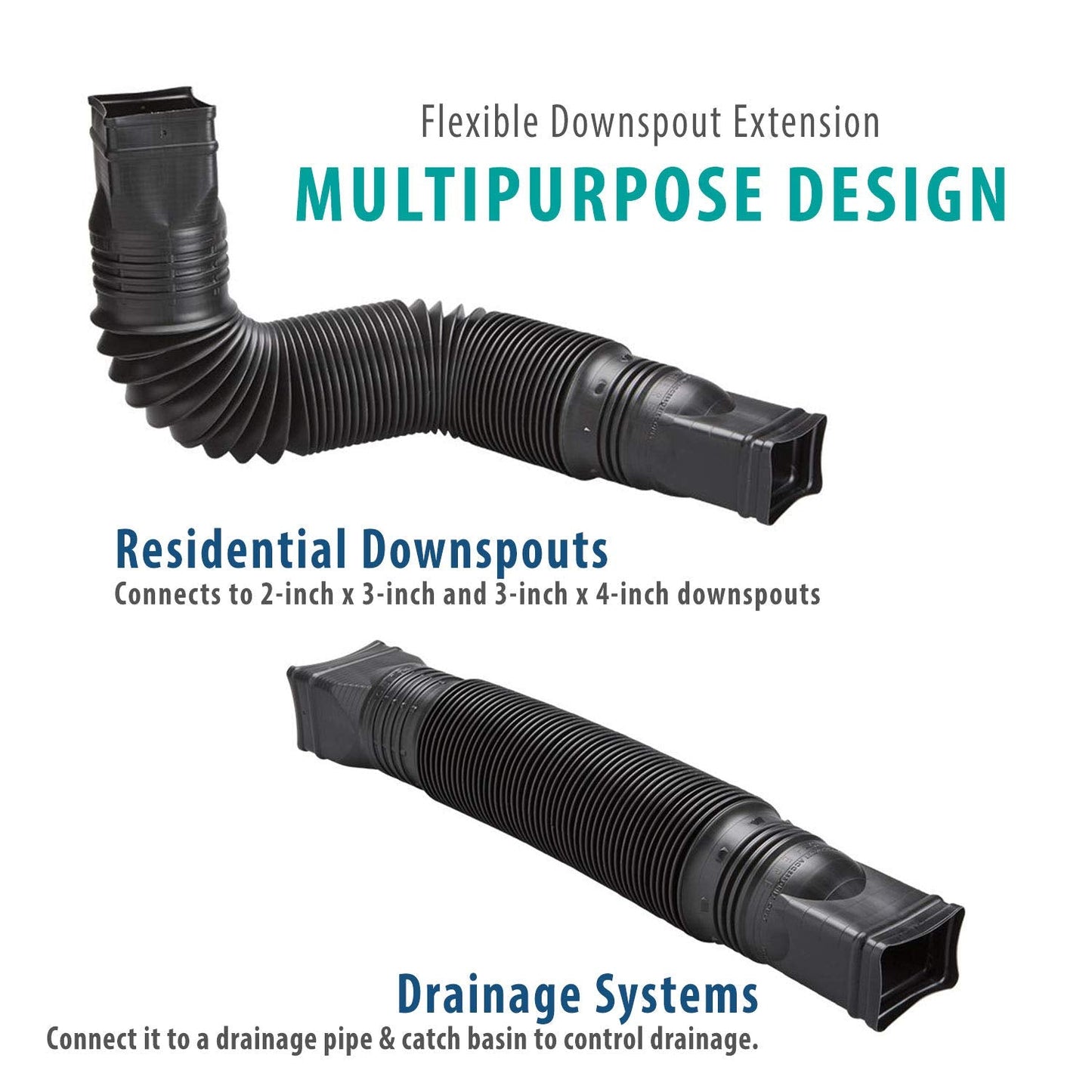Amerimax White Flexible Downspout Extension Gutter Connector Rainwater Drainage