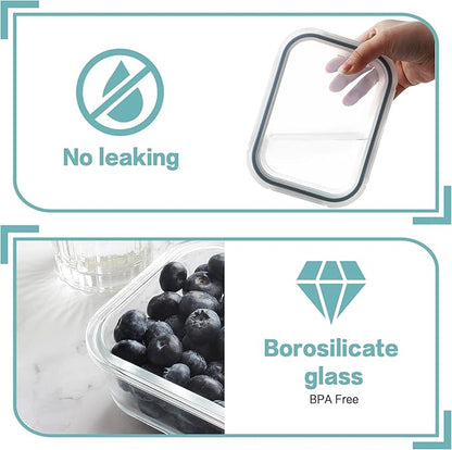 HOMBERKING 10 Pack 22oz Glass Meal Prep Containers, Food Storage Containers