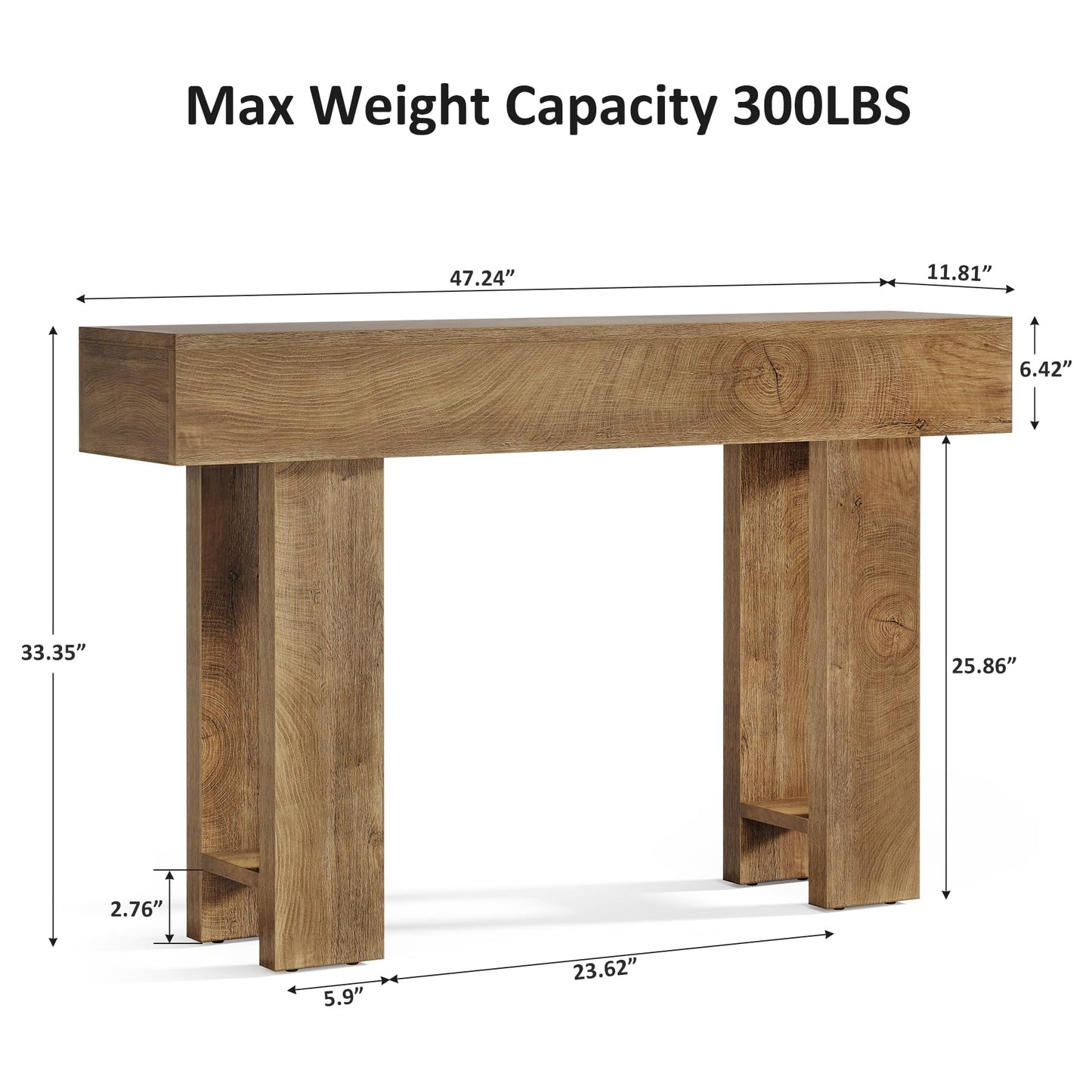 Cealform Console Tables for Entryway, 47.2 Inches Long Sofa Table Behind Couch, Farmhouse Wooden Style Entry Way Table for Living Room, Hallway, Entrance, Foyer (Light Brown)
