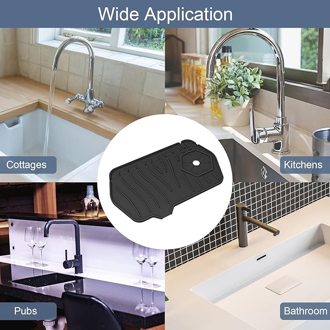 Sink Drain Mat Behind Faucet, Unilateral Faucet Guard Draining Mat, 90°