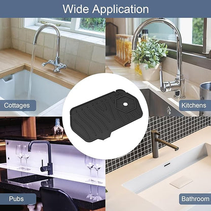 Sink Drain Mat Behind Faucet, Unilateral Faucet Guard Draining Mat, 90°