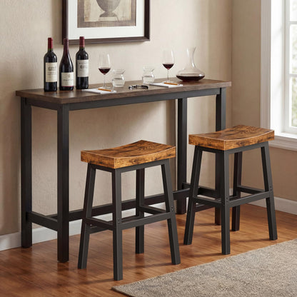 WINAZ Rustic Bar Stools, 24 Inch Barstools Set of 2, Counter Height Stool with Footrest, Wooden Stools for Kitchen Island, Heavy Duty Backless Chair for Dining Table Farmhouse Outdoor