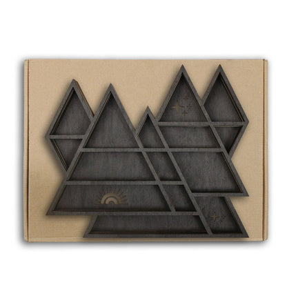 Triangle Mountain Crystal Shelf Display for Wall, Rock Gem Healing Stone Collections Display Shelf, Crystal Holder Trinket Organizer Knick Knack Shelf, Witchy Decor Gift for Women - 2025 UPGRADED