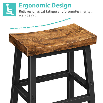 WINAZ Rustic Bar Stools, 24 Inch Barstools Set of 2, Counter Height Stool with Footrest, Wooden Stools for Kitchen Island, Heavy Duty Backless Chair for Dining Table Farmhouse Outdoor