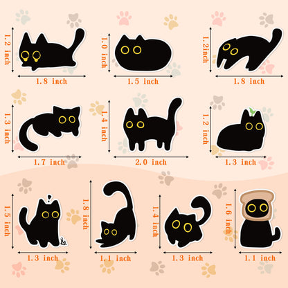 DSjuedui Black Cat Sticker Rolls - 1000Pcs Funny Cartoon Cat Meme 10 Style Stickers Gifts Pack for Kids Teen Adults, Cute Label Decals Crafts for Laptop Guitar Skateboard Home Decor School Rewards