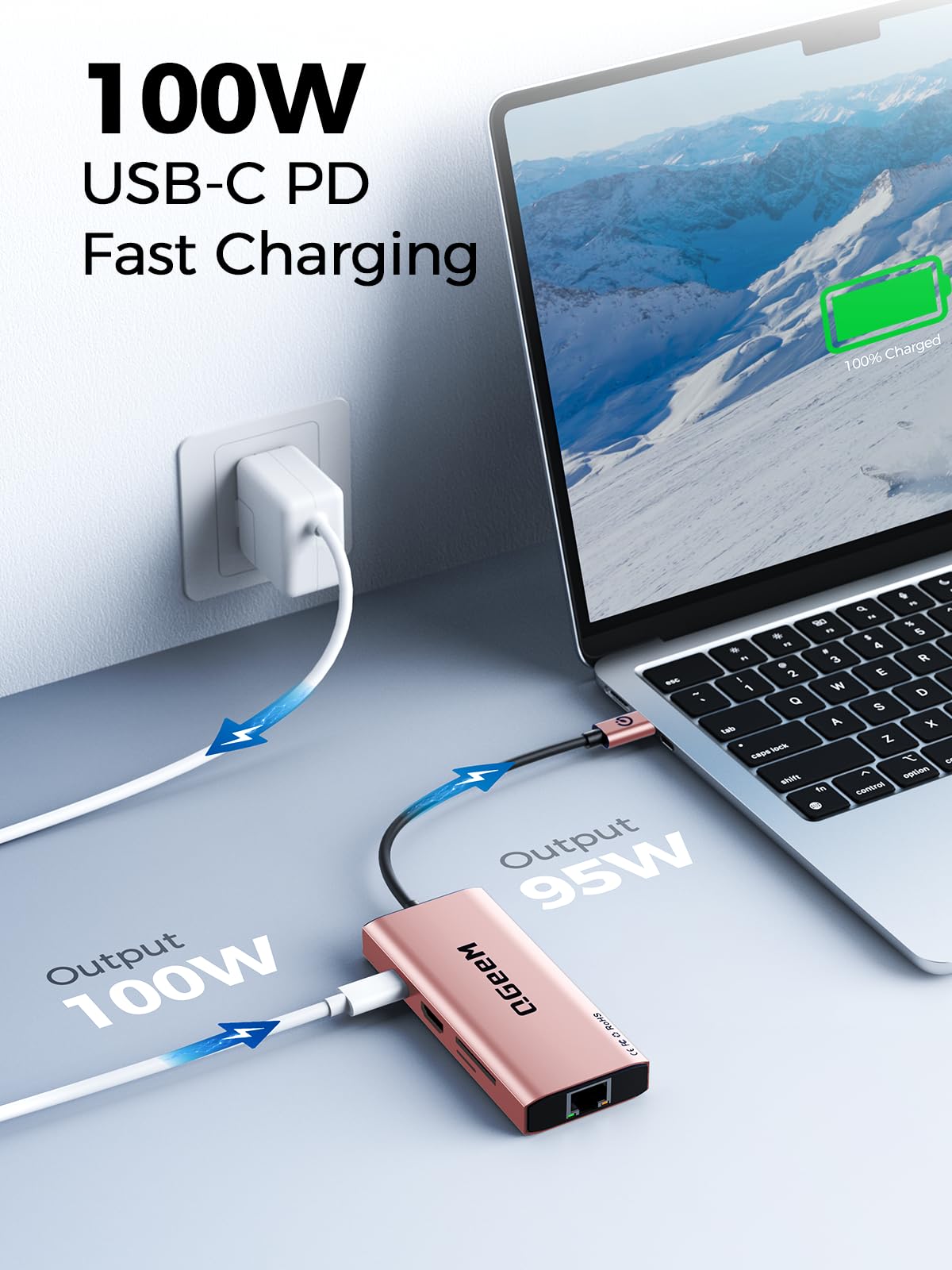 QGeeM USB C Hub Ethernet,9 in 1 USB Type C Hub HDMI Multi-Port Converter Adapter,100W Pd, USB 3.0,SD/TF Card Reader,Compatible for MacBook Pro Air Ipad HP Dell Lenovo Chromebook etc.