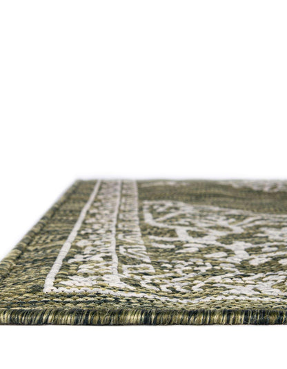 Unique Loom Outdoor Traditional Collection Area Rug - Antique (2' x 8' Runner Green/Ivory)