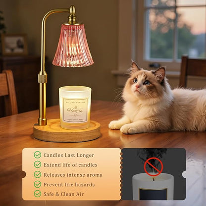 Hong-in Pink Candle Warmer Lamp with Timer Dimmable,Birthday Gifts for Women,Adjustable Height Wax Melt Warmer for Jar Candles,House Warming Gifts New Home,Ideal for Office,Dorm,Bedroom Home Decor