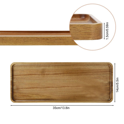6Pcs Acacia Wooden Serving Tray - Wooden Charcuterie Board - Rectangle Wood Platter for Serving Food, Fruit & Cheese Board Wood Dessert Trays (6, 14"x5.5"x0.6")