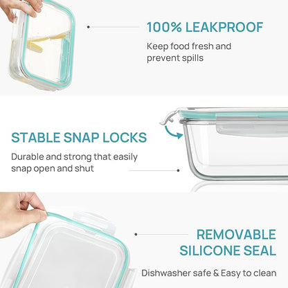 Vtopmart 2Pack 1860ml/63oz Large Glass Containers Food Storage