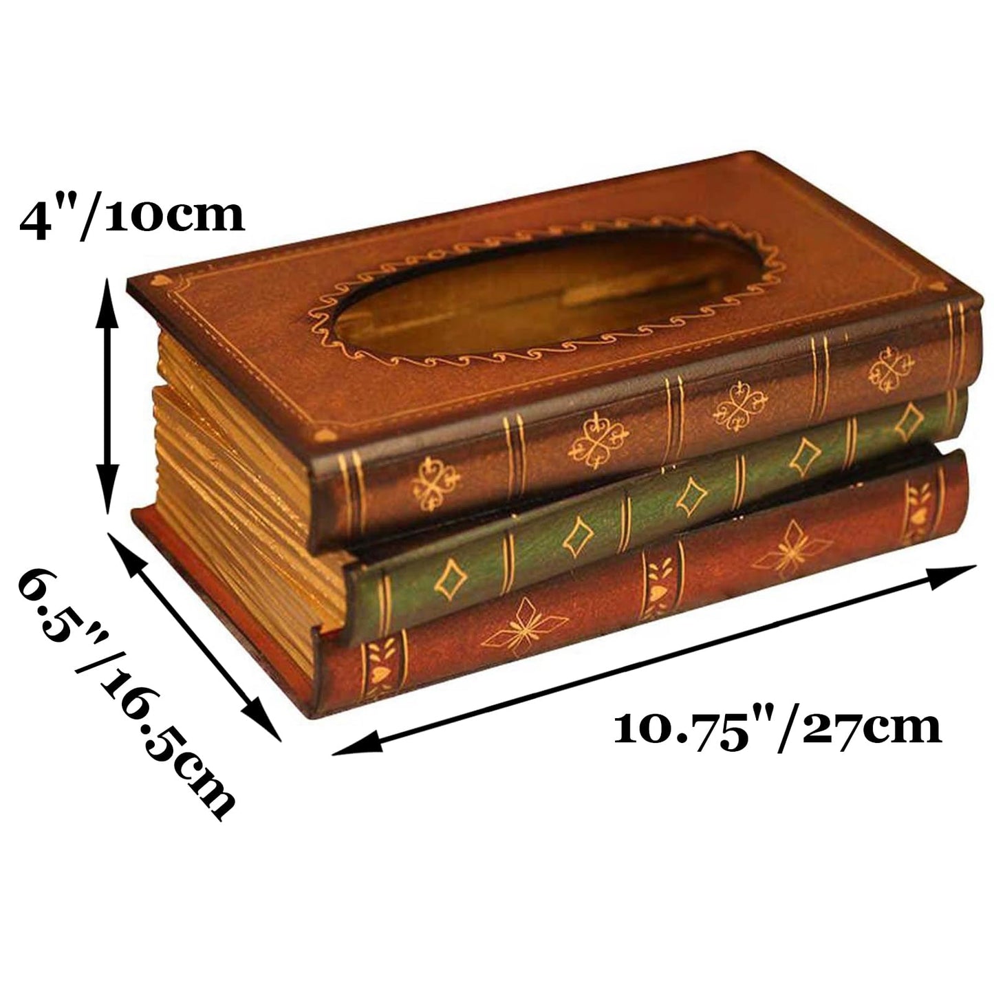 Tosnail Elegant Wooden Antique Book Tissue Holder Dispenser/Novelty Napkin Holder, 10.75 x 6.5 x 4 Inches