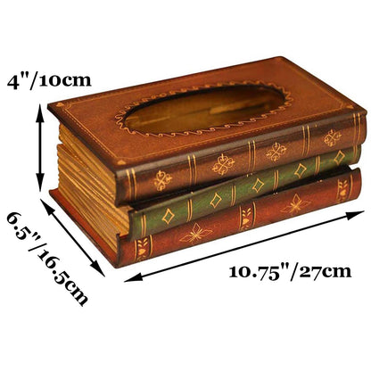 Tosnail Elegant Wooden Antique Book Tissue Holder Dispenser/Novelty Napkin Holder, 10.75 x 6.5 x 4 Inches