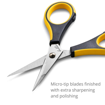 Beaditive Precision Craft Scissors - Stainless Steel Blades With Safety Cap - Ultra Sharp Tip & Non-Slip TPR Handles - For Adult & Kid Paper Crafting, Scrapbooking, Home, Office, and School Use