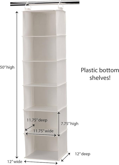 Household Essentials 311312 Hanging Closet Organizer | 6-Shelves | Natural