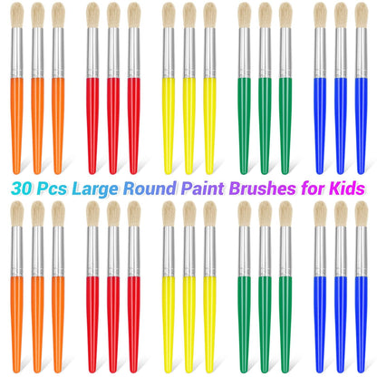 30Pcs Paint Brushes, Anezus Round Paint Brushes for Kids Classroom Toddlers Paint Brush Set for Touch Up Preschool Daycare Washable Acrylic Paint Pumpkin Painting
