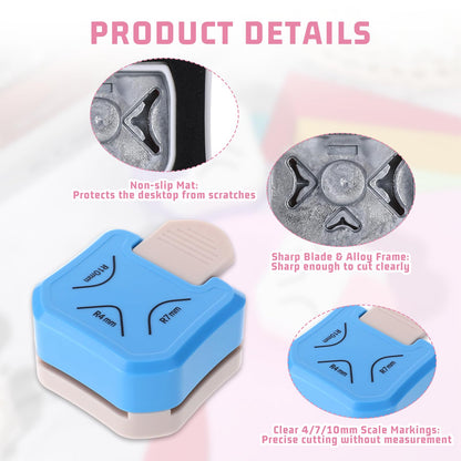3 Pcs Corner Rounder Punch 3 in 1 Paper Corner Cutter (R4mm, R7mm, R10mm) Round Corners Cutter Rounder for Cardstock Envelope Laminate DIY Card Making Paper Crafts Scrapbook Supplies