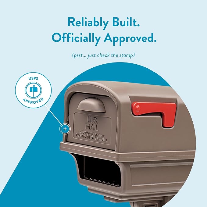 Architectural Mailboxes Gentry Mailbox with Post, Mocha, Large | Includes the matching post and all hardware. Durable plastic build with weather-resistant outdoor construction. USPS approved