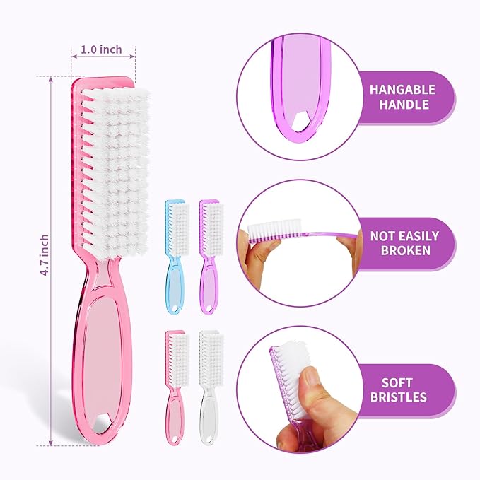 12 Pcs Handle Grip Cleaning Brushes, Hand Fingernail Nail Scrub Manicure Brush