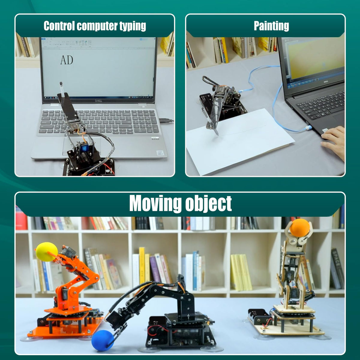Adeept 5DOF Robotic Arm Kit Compatible with Arduino IDE, Programmable DIY Coding STEM Educational 5 Axis Build Robot Arm, Robot Starter Kit with OLED Display Processing Code and Tutorials - Black