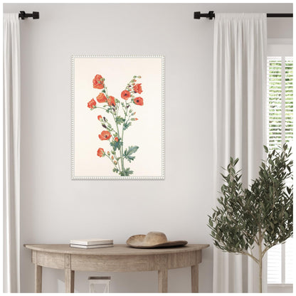 Amanti Art Framed Canvas Wall Art 24x18 Scarlet Globe Mallow (1925) Framed Wall Art Canvas, Flowers Artwork, Traditional Decor, Medium Poster for Living Room, Bedroom, Bathroom, Kitchen, Office