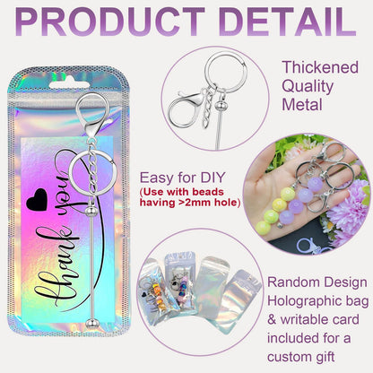 YUESEK 60 Pcs Beadable Keychain Bars Bulk Blank Creative Cute Keychains Bar for Beads Purse Keychains for Women Man