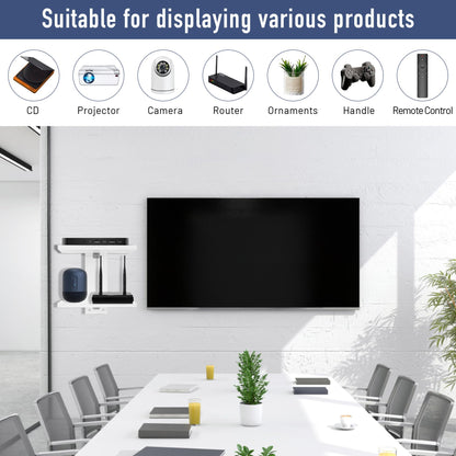 NIUBEST Floating Projector Wall Mount TV Shelf,Wooden Wall Mounted Under TV Floating Shelf for Projector, PS5, DVD Player,Game Console, Cable Box,2Tiers（White）