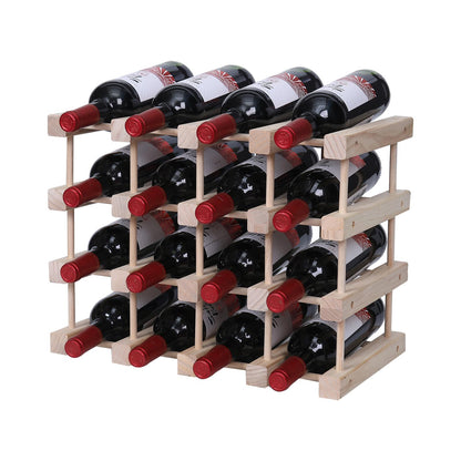FDHUIJIA Wine Rack Small countertop Cabinet Stackable Storage Wooden freestanding Floor Wine Holder (15 Bottles)