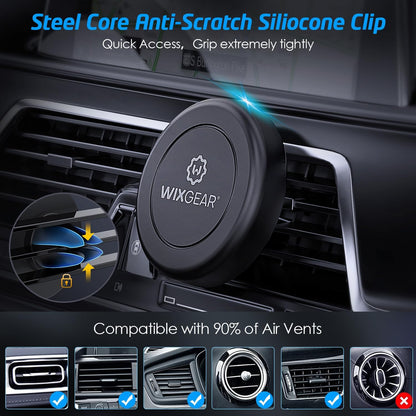 Magnetic Phone Holder for Car, WixGear [2 Pack] Universal Air Vent Magnetic Phone Mount for Car, Car Phone Holder Mount for Cell Phones and Mini Tablets with 4 Metal Plates