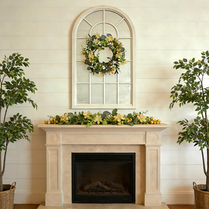 Bibelot Artificial Eucalyptus Berry Wreath, Front Door Wreath 16 Inch, Spring Greenery Wreaths with Berries for Outdoor Farmhouse Wall Window All Seasons