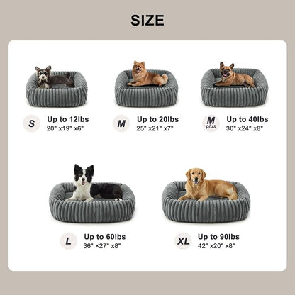 FURTIME Dog Beds Large Sized Dog, Washable Orthopedic Pet Bed with Removable Cover, Rectangle Soft Calming Sleeping Puppy Bed Durable Pet Cuddler with Anti-Slip Bottom, Grey, L(36"x27"x8")