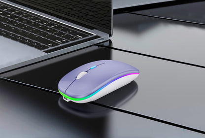 Wireless Bluetooth Mouse Rechargeable Laptop Mice with LED Lights Silent Slim Use(BT5.2 and 2.4G Portable USB Receiver)Dual Mode Computer Mouse for Laptop/iPad/Tablet/Apple/Computer/Mac(Black)