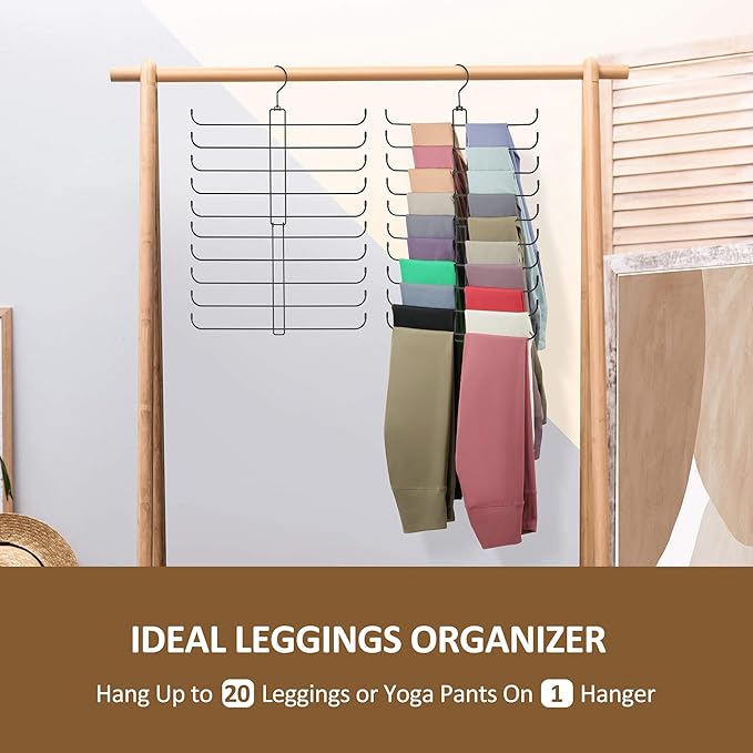 ZEDODIER Legging Organizer for Closet, 2 Pack Rotatable Yoga Pants Hanger for