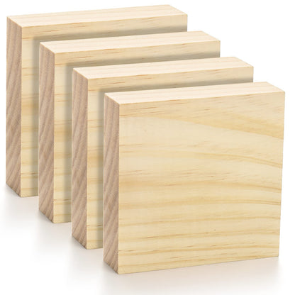 YOUEON 12 Pack Unfinished Wood Blocks for Art and Crafts, 4 X 4 X 1 Inch MDF Wood Board Wooden Square Blocks Craft Panels, Great for Crafts, Painting, DIY Projects, Carving, Engraving