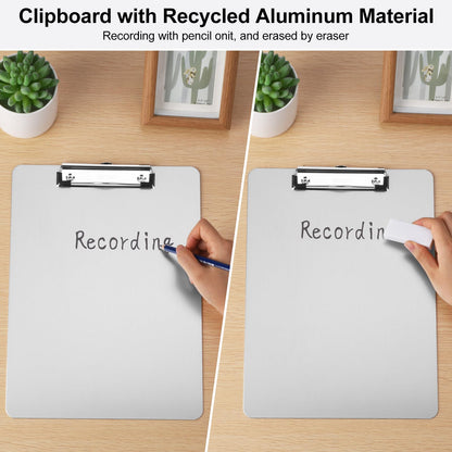 ZCZN Metal Clipboards, 10 Pack Heavy Duty Aluminum Clipboards 12 x 9 Inches, A4 Letter Sizer Document Holder with Low Profile Clip, Suitable for School, Office, Jobsite or Medical Staff, Silver