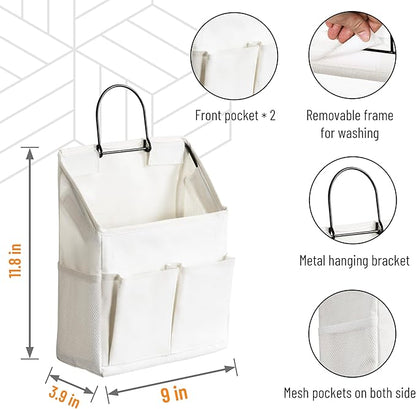 2pcs Wall Hanging Storage Bag, Small Door Closet Linen Fabric Pockets Organizer