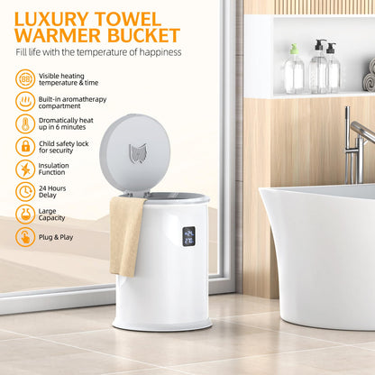 Luxury Hot Towel Warmer, Smart Timed Large Towel Warmers for Bathroom, Led Temperature Display, Insulation Effect Up to 150 Minutes, Delay Time Up to 24 Hours, Best of The Best（White）