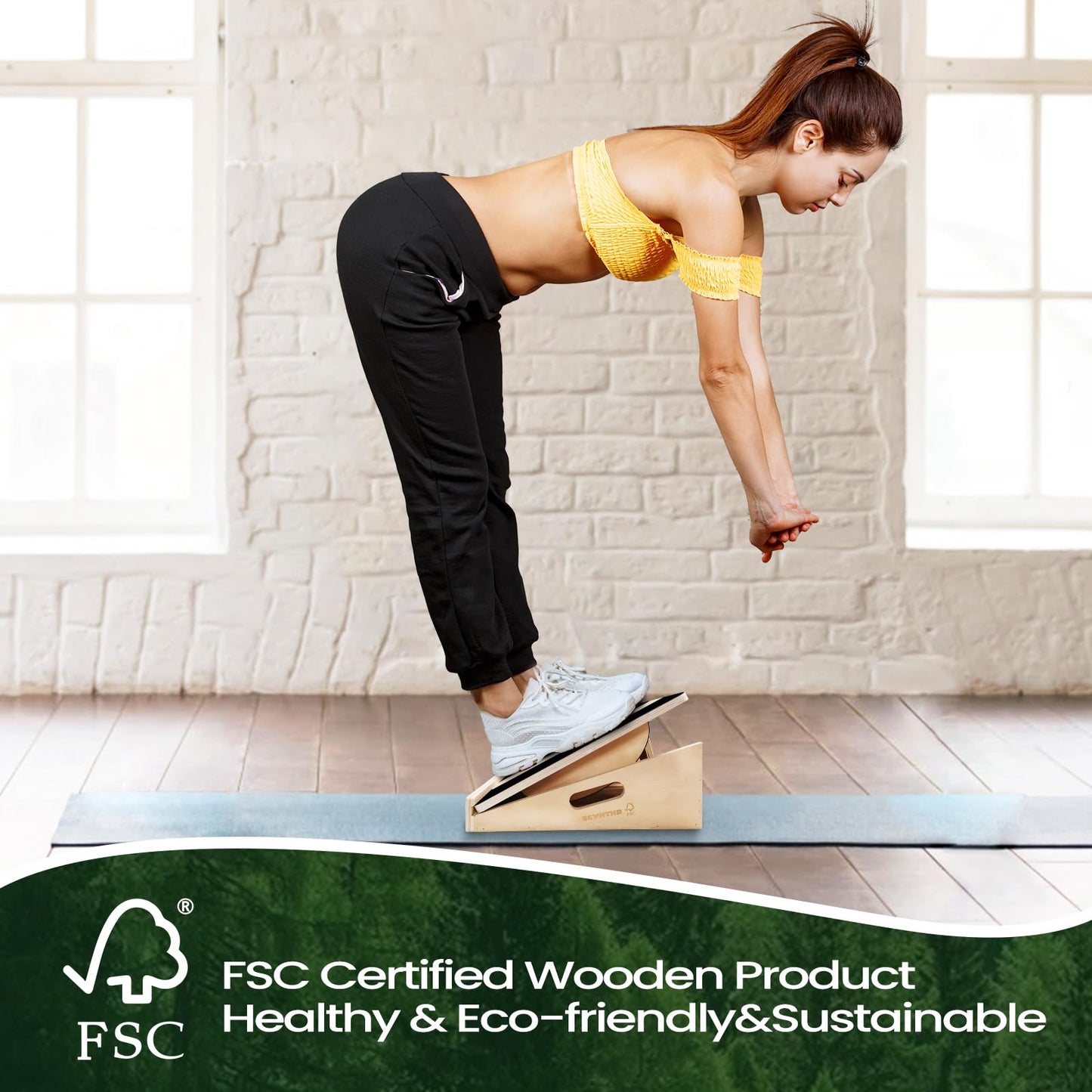 SCWHTHR Slant Board for Calf Stretching 2-in-1 Professional Wooden Slant Board & Balance Board Adjustable Incline Stretch Wedge Physical Therapy Slant Boards for Knees Ankle Heel Feet Leg