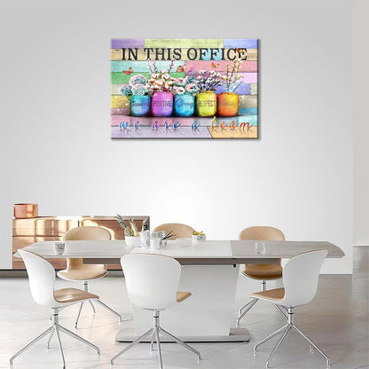 Inspirational Office Canvas Wall Art In This Office We Are A Team Motivation Human Resourcesflowers Inspirational Quotes Phrases Poster Framed Wall Art Team Motivational Quotes Team Decor 12x16 In