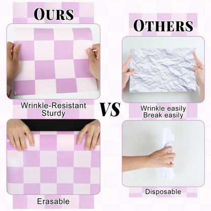 Purple Checkered Bulletin Board Roll Reusable Waterproof Erasable Purple Checkered Non-Woven Fabric Bulletin Board Roll Poster for Teacher Classroom Decors Wrap Crafts 15.7" x65.6ft