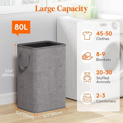 Lifewit 80L Large Tall Laundry Hamper, Collapsible Laundry Basket