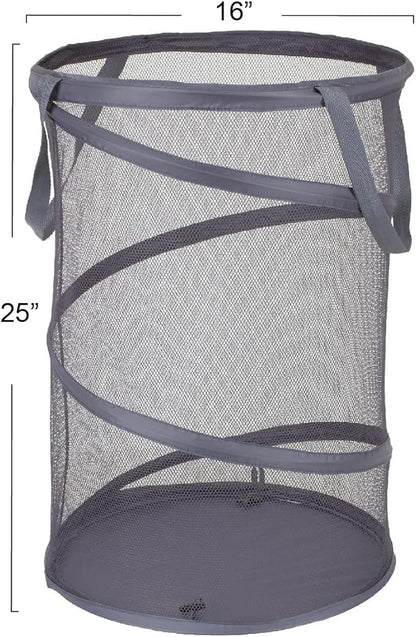 Household Essentials 2027-1 Pop-Up Collapsible Mesh Laundry Hamper | Charcoal
