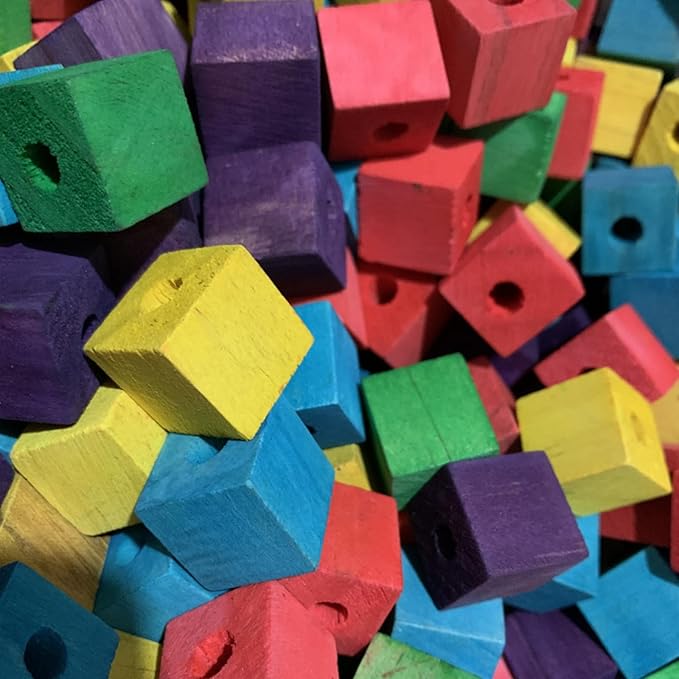 Bird Toys, Wood Wooden Colored 100pcs Parrot Toys, Multicolored Natural Wooden Blocks,African Grey Parrots, Macaws, Cockatoos, Parrot chew Toys
