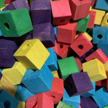 Bird Toys, Wood Wooden Colored 100pcs Parrot Toys, Multicolored Natural Wooden Blocks,African Grey Parrots, Macaws, Cockatoos, Parrot chew Toys