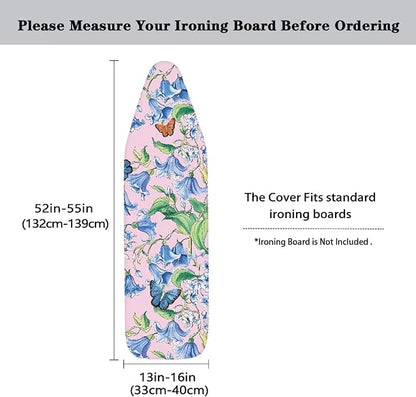 Blue Flower Butterfly Ironing Board Cover and Pad Standard Ironing Board Cover