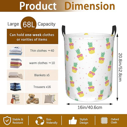 Cute Pineapples Laundry Basket, Waterproof Pineapple Laundry Hamper,